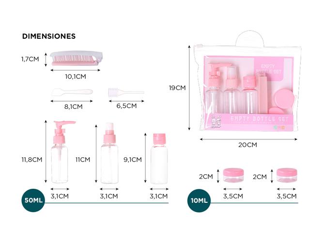 Mini Set De Botellas Contenedores Gadnic STC1 Para Viaje - 3