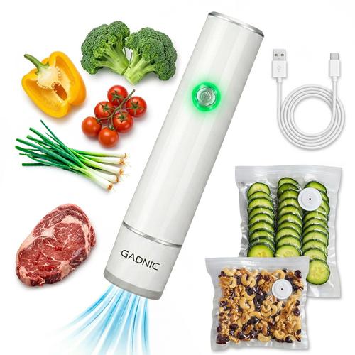 Selladora Al Vacio Portatil Gadnic Bateria 1200mAh Succion -60kPa Velocidad 25L Min Recargable USB Bolsas - 0