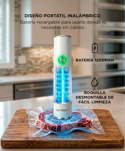 Selladora Al Vacio Portatil Gadnic Bateria 1200mAh Succion -60kPa Velocidad 25L Min Recargable USB Bolsas - 4