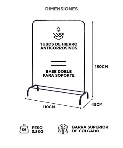Perchero de Hierro Gadnic Reforzado Exhibidor Base Inferior  - 3