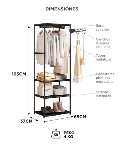 Perchero Organizador de Ropa y Calzado Gadnic Cuatro Estantes Reforzados  - 3