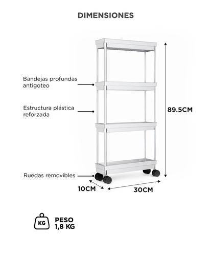 Organizador Gadnic Estantería Reforzada Ruedas 4 Niveles  - 4
