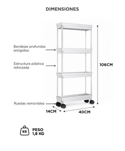 Organizador Gadnic Estantería Reforzada Ruedas 4 Niveles  - 4