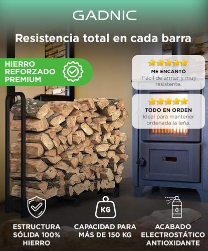 Soporte Porta Leña Gadnic Reforzado Estante Metálico Alta Resistencia Interior Exterior - 1