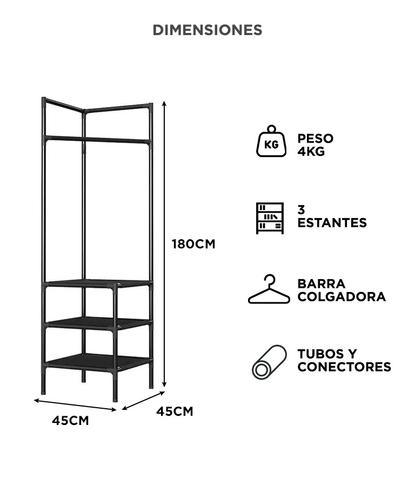 Mueble Esquinero Gadnic Organizador Con Estantes Zapatero y Perchero  - 3