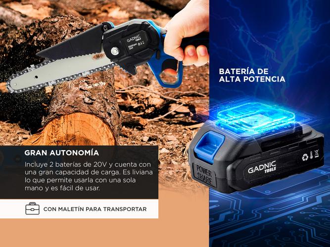 Mini Motosierra Electrica Gadnic Inalambrica + 2 Baterías - 4