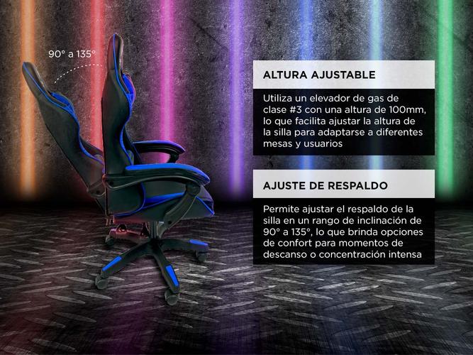 Silla Gamer Gadnic Ergonómica Respaldo Ajustable Reposabrazos Color Azul  - 3