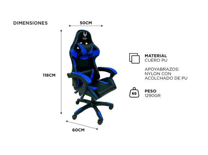 Silla Gamer Gadnic Ergonómica Respaldo Ajustable Reposabrazos Color Azul  - 4