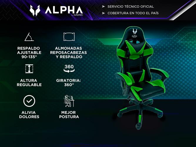 Silla Gamer Gadnic de Escritorio Ergonómica con Ruedas Verde - 1