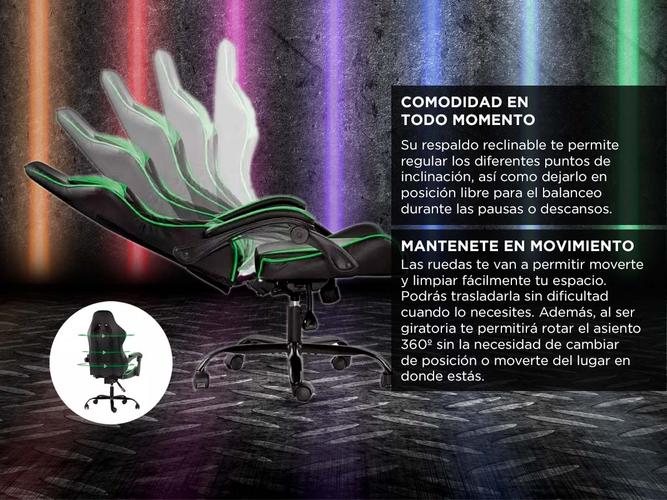 Silla Gamer Gadnic de Escritorio Ergonómica con Ruedas Verde - 3