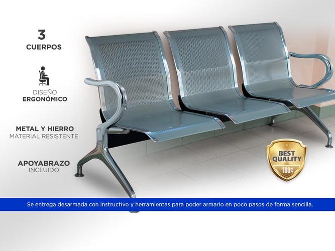 Silla De Espera Metalica Para 3 Personas - 1