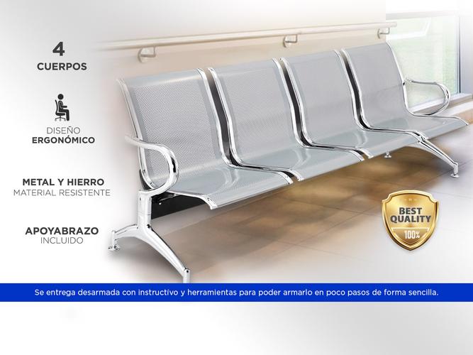 Silla de espera metálica para 4 personas - 1