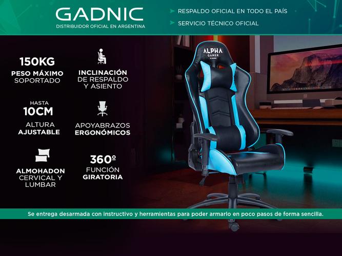 Silla Gamer Gadnic Alpha Elegant Ergonómica con Apoyo Lumbar y Cervical Hasta 150kg - 1