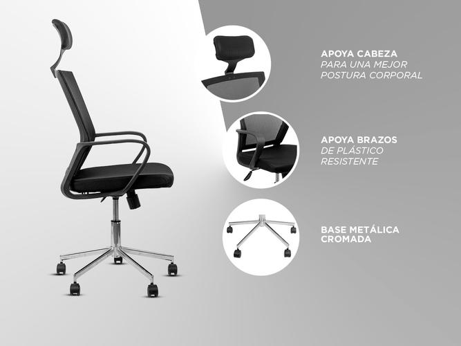 Silla de Oficina Gadnic Testa Ejecutiva respaldo alto y cabecera - 2