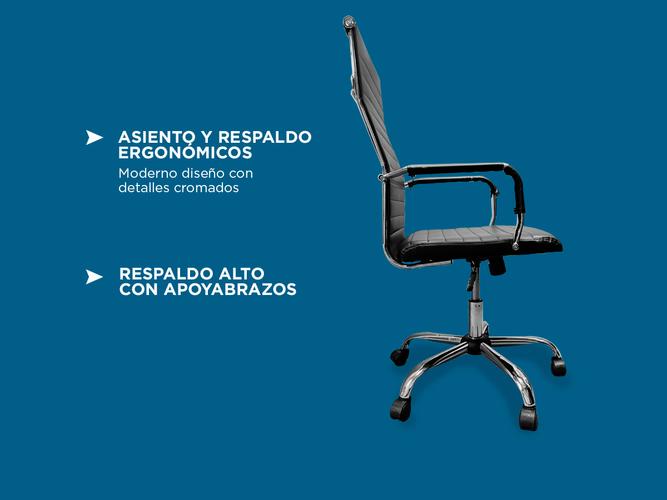 Silla de Oficina Gadnic Nero ergonomica respaldo alto cuero  - 2