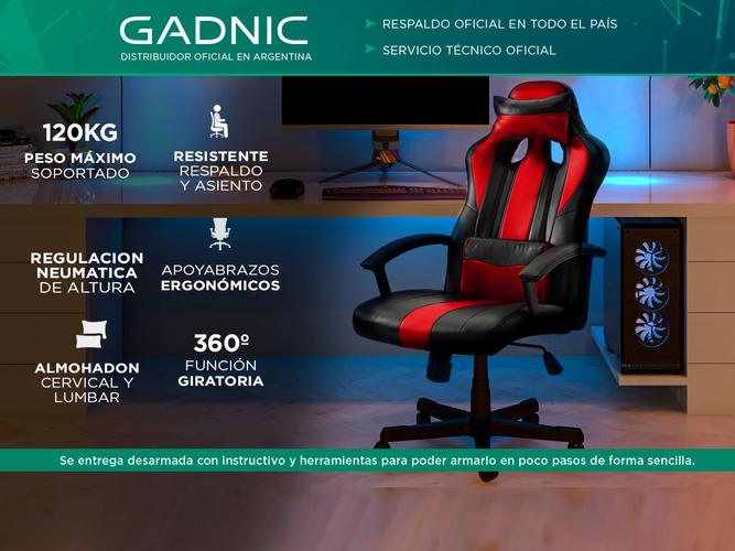 Silla Gamer Gadnic Cuscino con almohadon lumbar y cervical regulable - 1