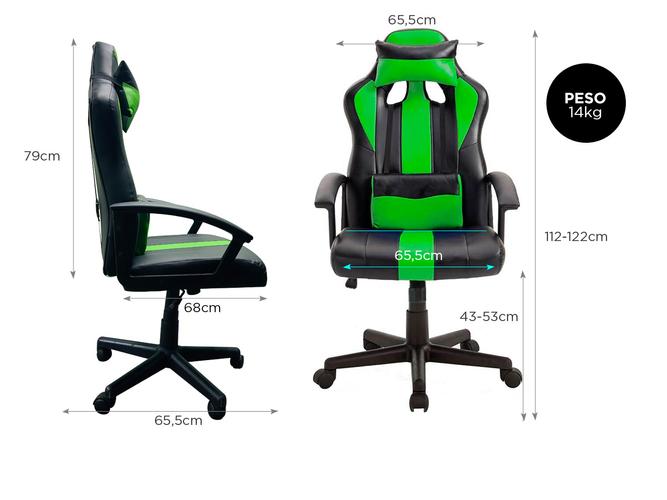 Silla Gamer Gadnic Cuscino con almohadon lumbar y cervical regulable - 4