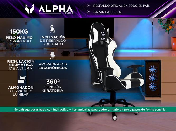 Silla Gamer Gadnic Angelo con almohadon lumbar y cervical regulable - 1