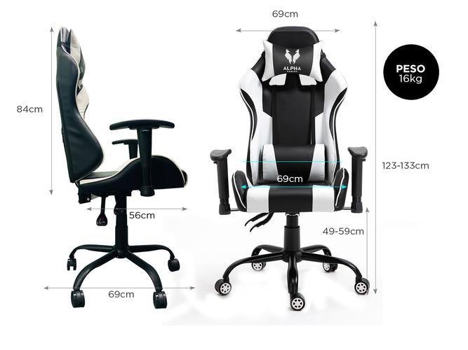 Silla Gamer Gadnic Angelo con almohadon lumbar y cervical regulable - 4