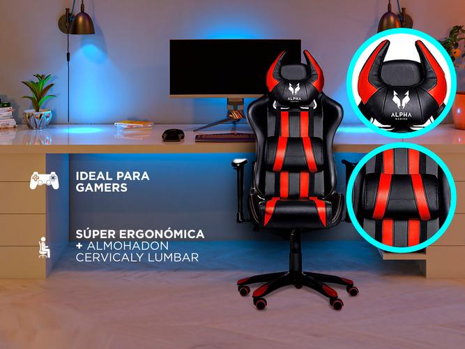 Silla Gamer Gadnic Diavolo con almohadon lumbar y cervical regulable - 2