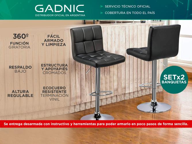 Silla Taburete Gadnic Jade2 asiento ecocuero con respaldo bajo x 2 - 1