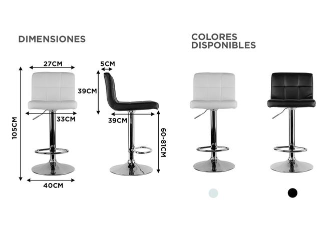 Silla Taburete Gadnic Jade2 asiento ecocuero con respaldo bajo x 2 - 4
