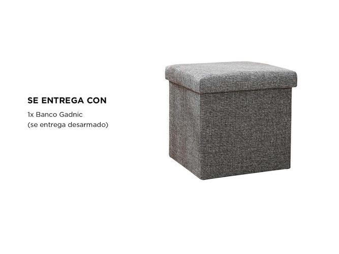 Taburete Banqueta Banquito Plegable Gadnic 38 cm Baul Tejido de Lino - 5