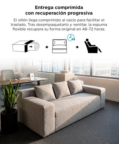 Sillón Sofá Rieti By Gadnic 3 Cuerpos 220 cm Espuma Comprimido 1 Pieza Gris Claro - 4