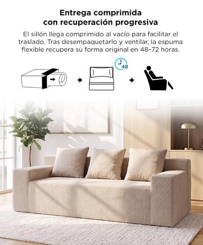 Sillón Sofá Rieti By Gadnic 3 Cuerpos 220 cm Espuma Comprimido 1 Pieza Beige - 4
