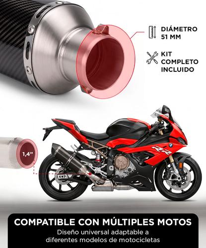 Silenciador Escape Moto Gadnic Universal Fibra Carbono 51mm - 3
