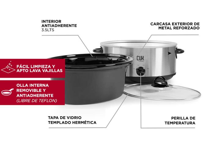Olla de Cocción Lenta Gadnic Delight 3,5Lts Temperatura Regulable - 4