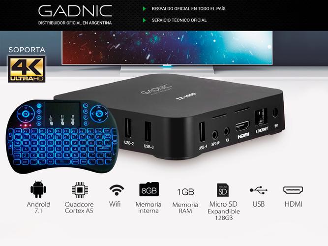 Tv Box Android Gadnic TX-1000 4K 1GB 8G Peliculas Netflix Quadcore  - 1
