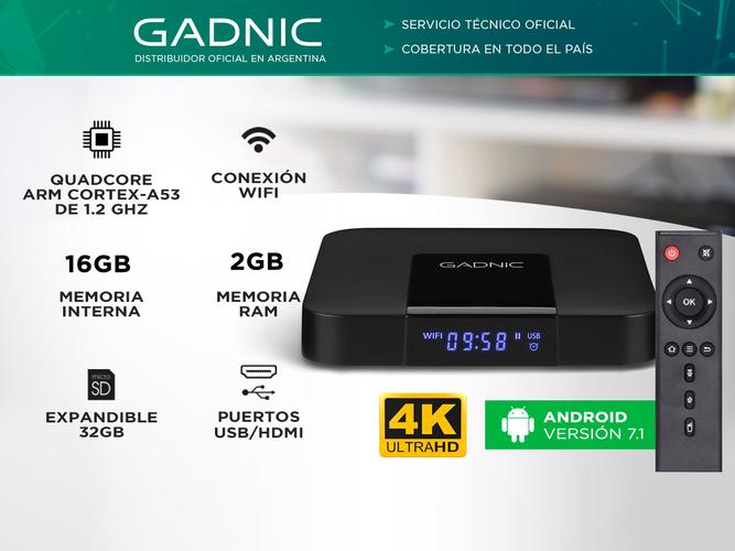 Tv Box Gadnic TX-1200 Android 7.1 4K QuadCore WiFi 2gb 16gb HDMI - 1