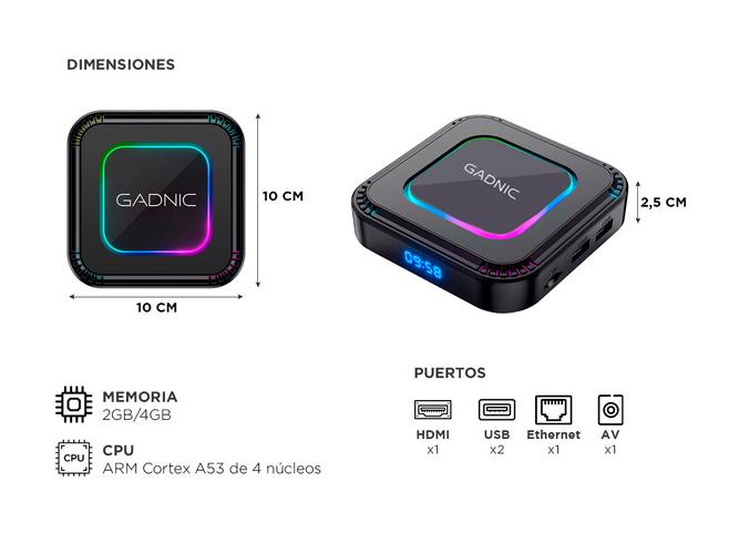 Tv Box Gadnic 4K HDMI AV Wifi - 3