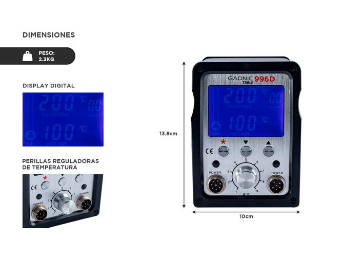 Estación de Soldado Gadnic 996D SMD 750w Digital Outlet - 4