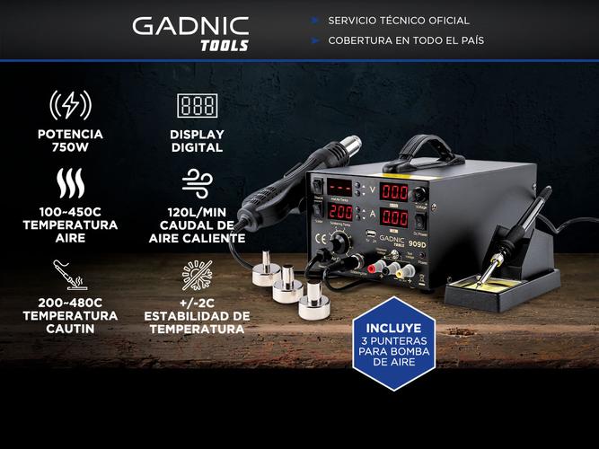 Estación de Soldado Gadnic 909D SMD 750w Profesional 4 en 1 - 1