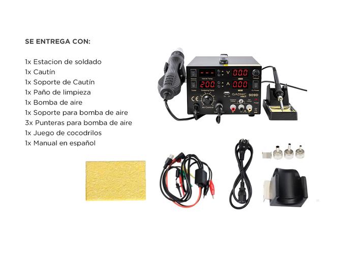 Estación de Soldado Gadnic 909D SMD 750w Profesional 4 en 1 - 5