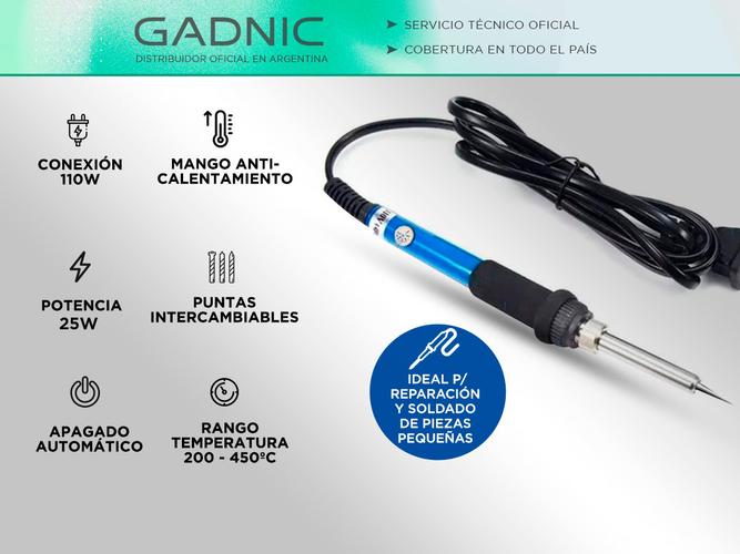 Kit de Soldador Gadnic Lapicera Tipo Lápiz Punta Intercambiable de Cobre - 1