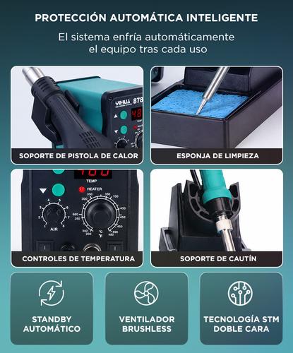 Estación De Soldadura YIHUA 878D Digital Con Aire Caliente 740W 2 En 1 - 4