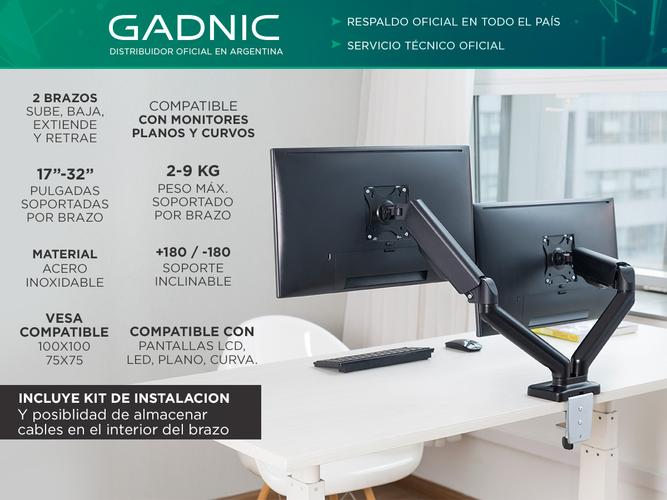 Soporte Brazo Doble Monitor De Escritorio 17 a 32  - 1