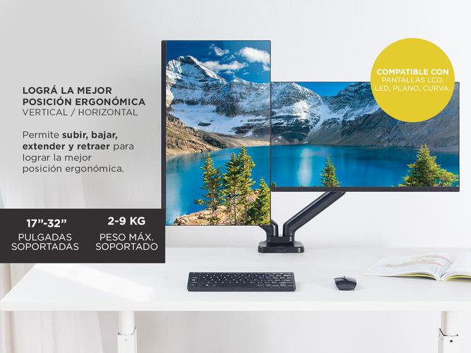 Soporte Brazo Doble Monitor De Escritorio 17 a 32  - 2