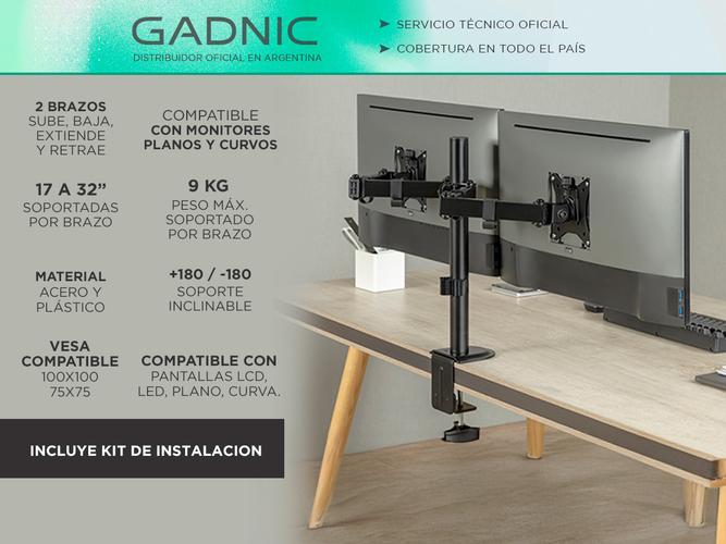Soporte Doble Monitor Articulado de Mesa Gadnic  - 1