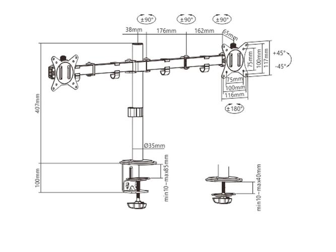Soporte Doble Monitor Articulado de Mesa Gadnic  - 5