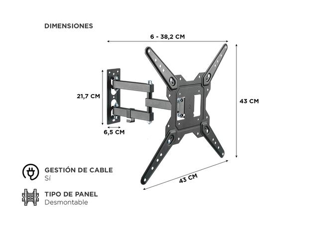 Soporte para Televisor de Pared Gadnic S-BRACK41 De Movimiento Completo - 5