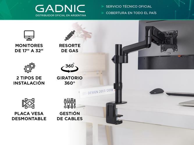 Soporte Brazo de Monitor Gadnic Resorte de Gas  - 1