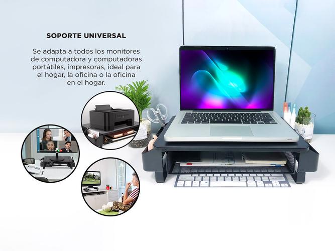 Soporte Elevador Para Monitor Gadnic De Metal Con Cajón - 2