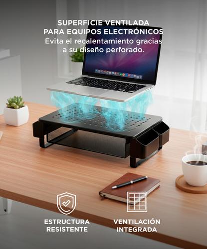 Soporte Elevador Para Monitor Gadnic De Metal Con Cajón - 3