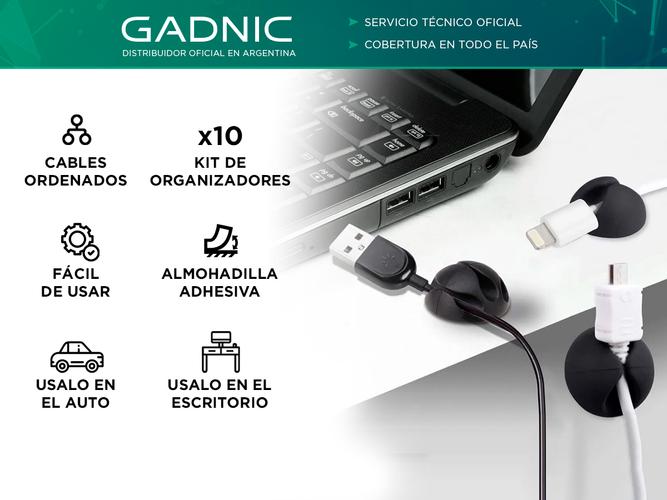 Set x10 Organizadores De Cables Gadnic Adhesivos   - 1