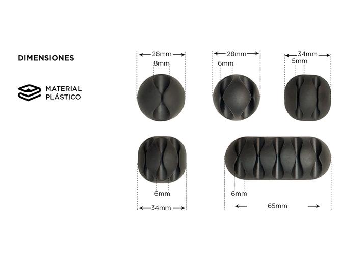 Set x10 Organizadores De Cables Gadnic Adhesivos   - 3