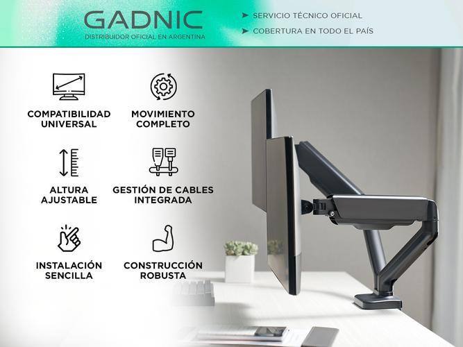 Brazo De Monitor Dual Gadnic Soporte Con Resorte Mecánico  - 1